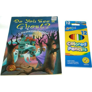 Do You See a Ghost? Coloring Book + Colored Pencils New